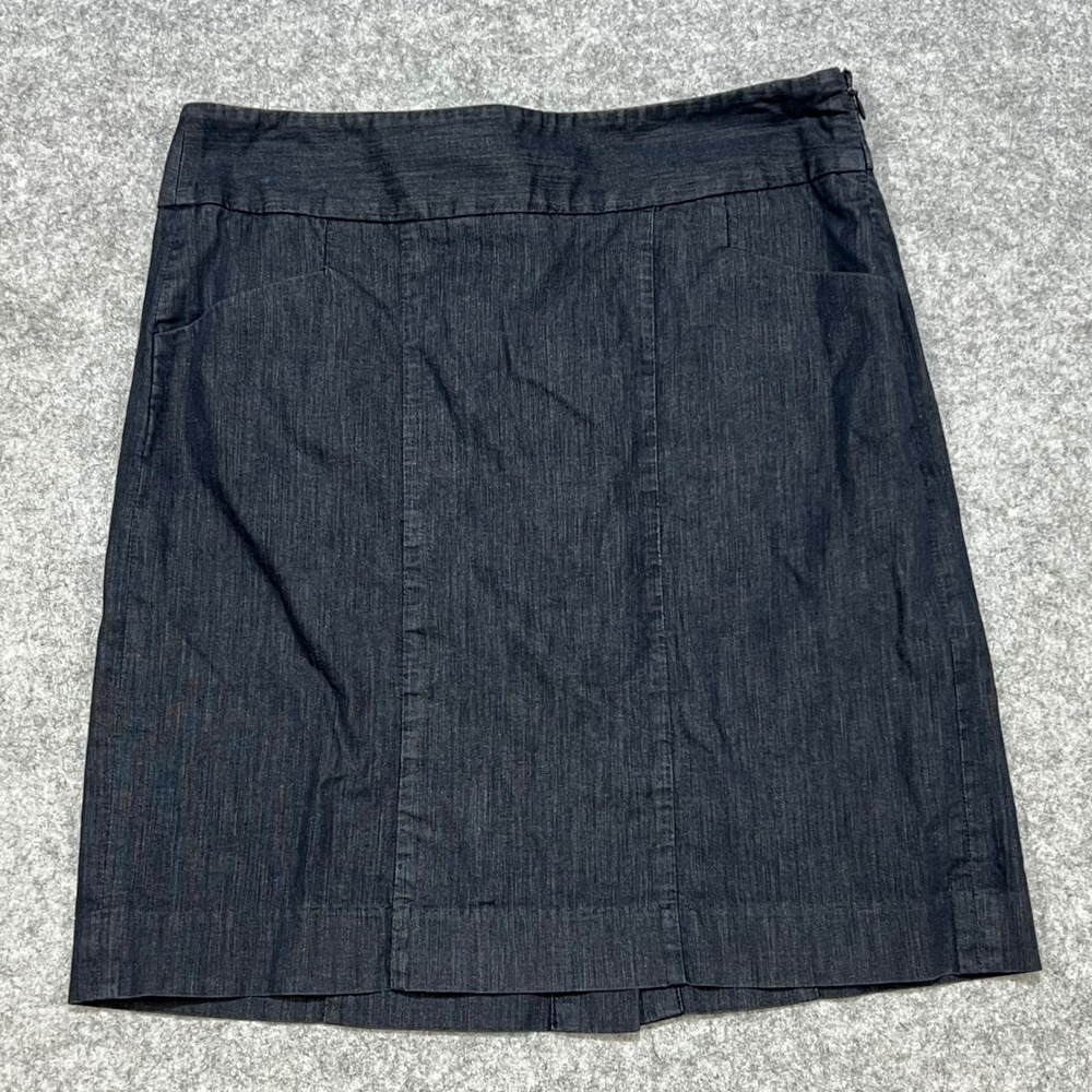 LOFT Dark‎ Wash Lightweight Denim A-Line Skirt Knee Length Career Casual Size 4